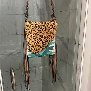 Myra Bag Leopard and Teal Crossbody with concealed carry